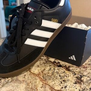 adidas Black White Samba with Gum Sole